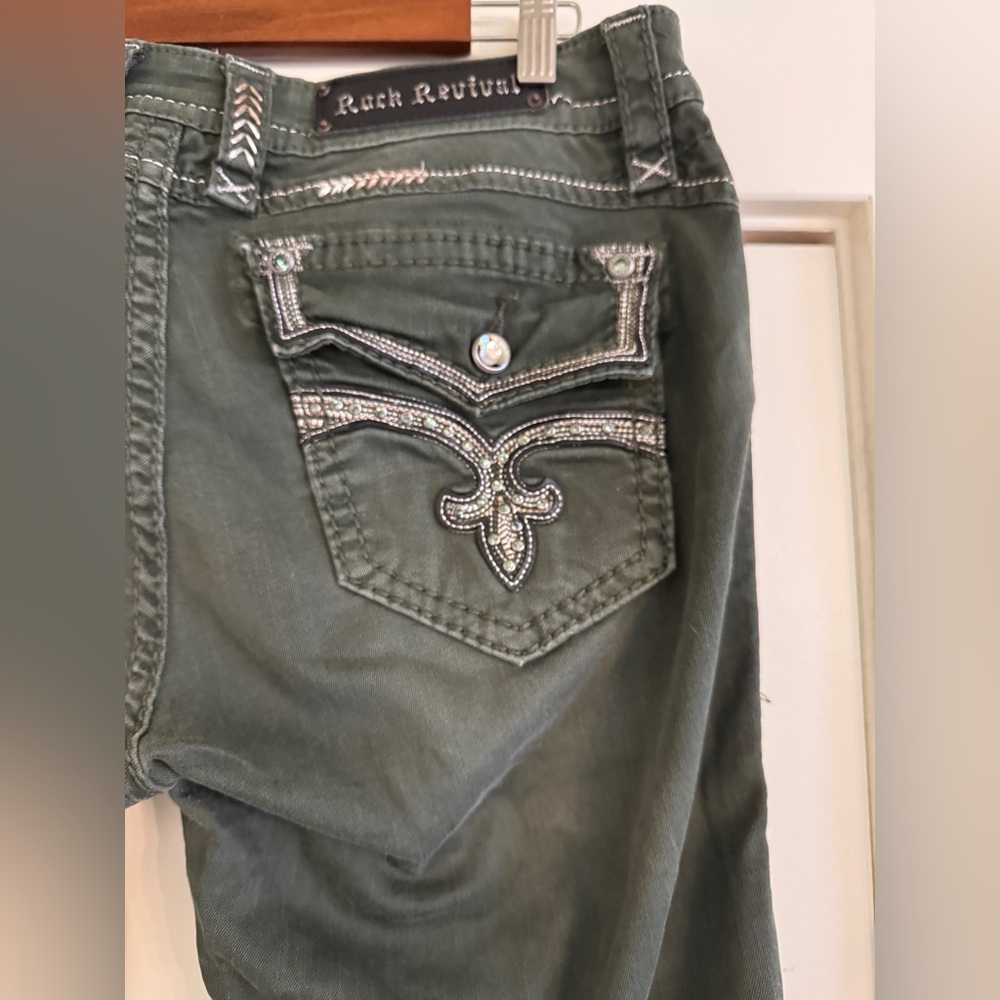Rock Revival Slim Jeans in Dark Olive Green - Picture 5 of 9